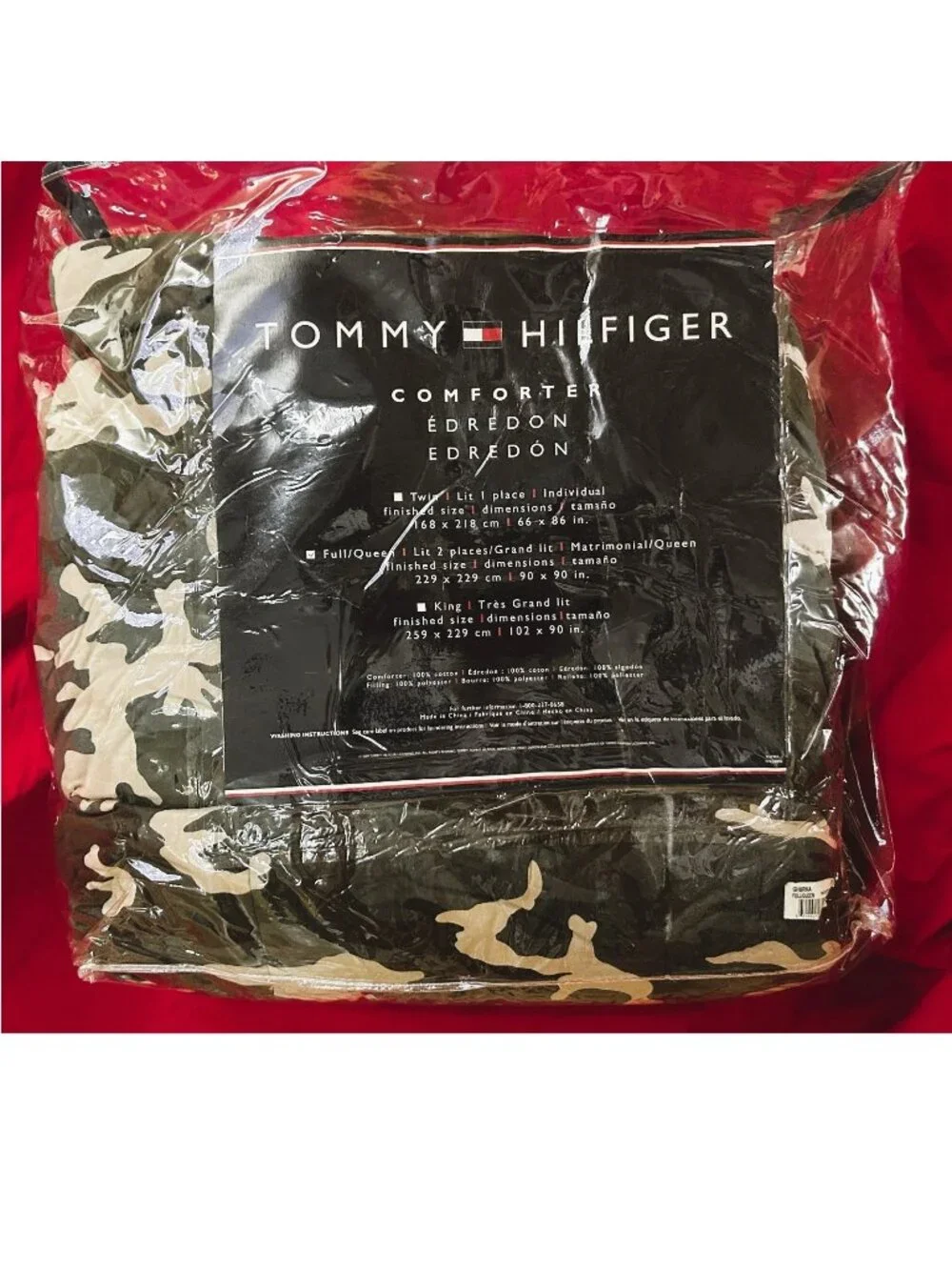 NEW~FULL/QUEEN sz Comforter~Tommy Hilfiger garrison green camo camouflage~Cotton
